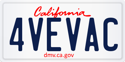 CA license plate 4VEVAC