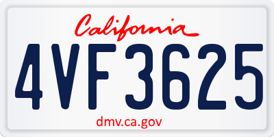 CA license plate 4VF3625