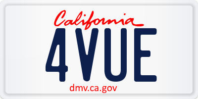 CA license plate 4VUE