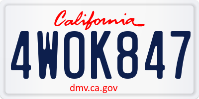 CA license plate 4W0K847