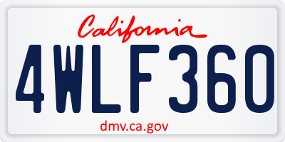 CA license plate 4WLF360