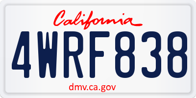 CA license plate 4WRF838