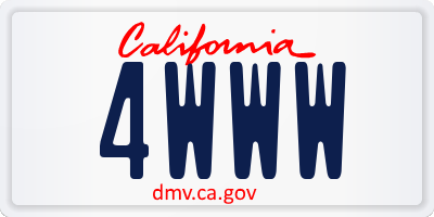 CA license plate 4WWW