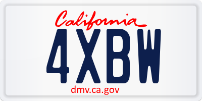 CA license plate 4XBW