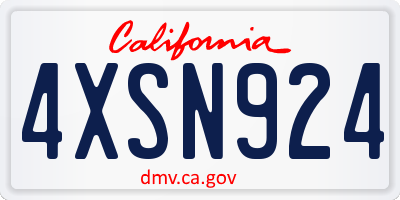 CA license plate 4XSN924