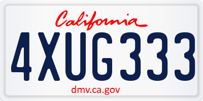 CA license plate 4XUG333