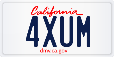 CA license plate 4XUM