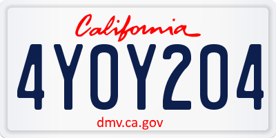 CA license plate 4Y0Y204