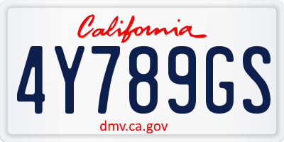 CA license plate 4Y789GS