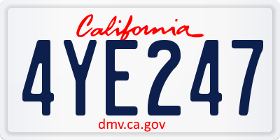 CA license plate 4YE247