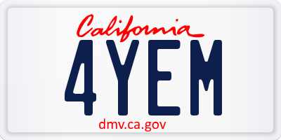 CA license plate 4YEM