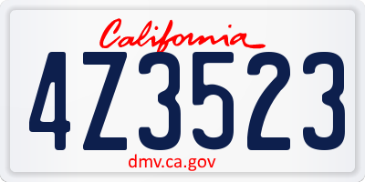 CA license plate 4Z3523