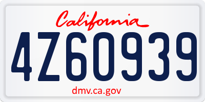 CA license plate 4Z60939