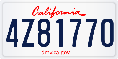 CA license plate 4Z81770