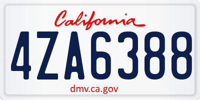 CA license plate 4ZA6388