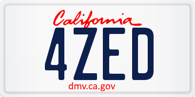 CA license plate 4ZED