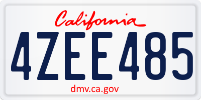 CA license plate 4ZEE485