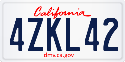 CA license plate 4ZKL42