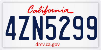 CA license plate 4ZN5299