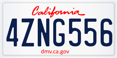 CA license plate 4ZNG556
