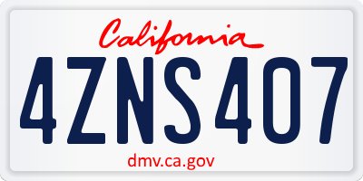 CA license plate 4ZNS407