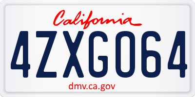 CA license plate 4ZXGO64