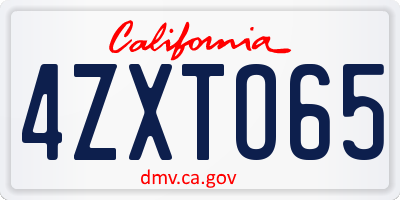 CA license plate 4ZXTO65