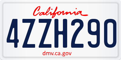CA license plate 4ZZH290