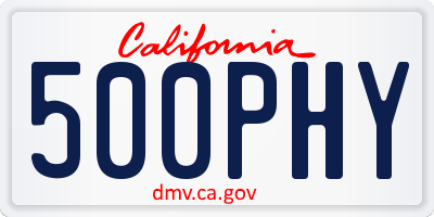 CA license plate 500PHY