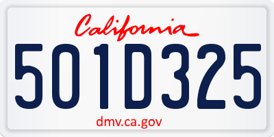 CA license plate 501D325