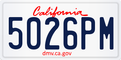 CA license plate 5026PM