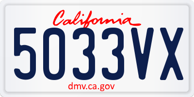 CA license plate 5033VX