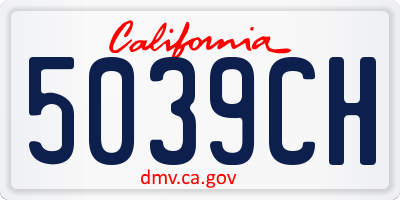 CA license plate 5039CH