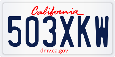 CA license plate 503XKW