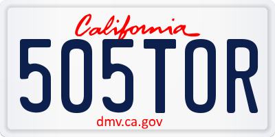 CA license plate 505TOR