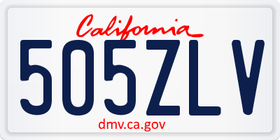 CA license plate 505ZLV