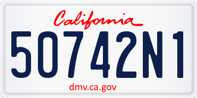 CA license plate 50742N1