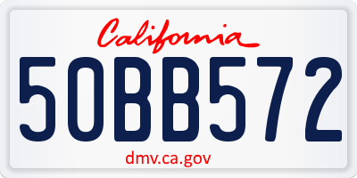 CA license plate 50BB572