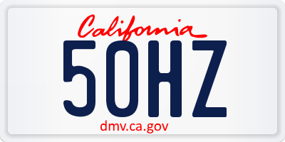 CA license plate 50HZ