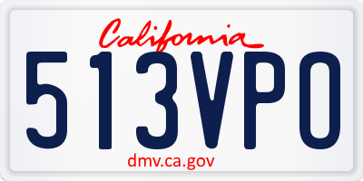 CA license plate 513VPO