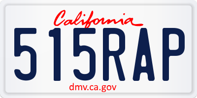 CA license plate 515RAP