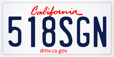 CA license plate 518SGN