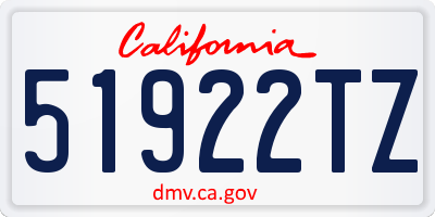 CA license plate 51922TZ