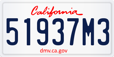 CA license plate 51937M3