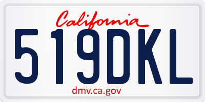 CA license plate 519DKL