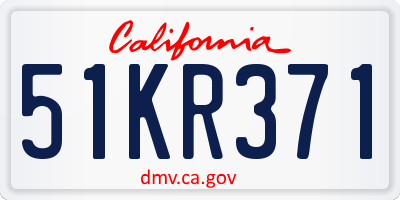 CA license plate 51KR371