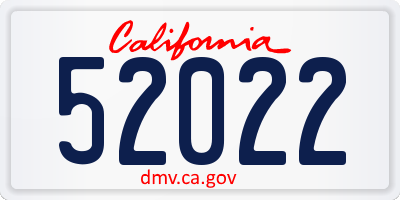 CA license plate 52022