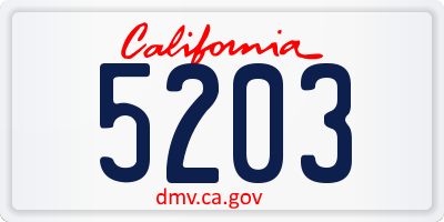 CA license plate 5203