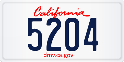 CA license plate 5204