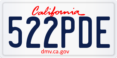 CA license plate 522PDE